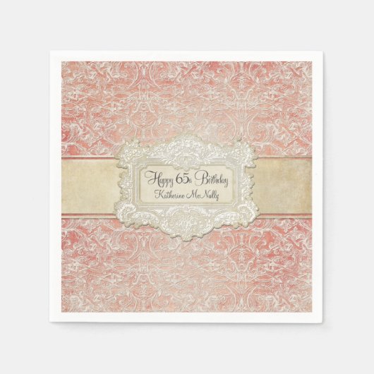 65ste verjaardagsfeestje  Frans Regency Lace Servetten (Voorkant)