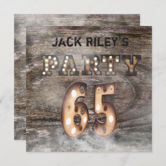 65ste verjaardagsfeestje in licht en mist kaart (Voorkant / Achterkant)