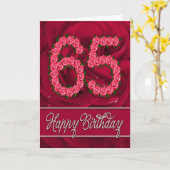 65ste verjaardagskaart met rozen en bladeren kaart (Gele Bloem)