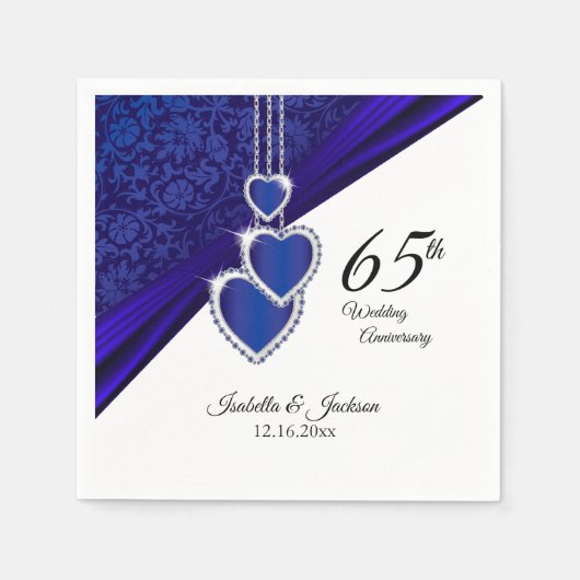 65th / 45th Bruiloft Saffier Jubileum Ontwerp Servetten (Voorkant)