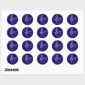 65th / 45th Sapphire Wedding Jubileum Design Ronde Sticker (Vel)