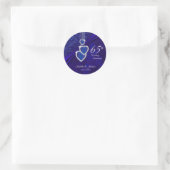 65th / 45th Sapphire Wedding Jubileum Design Ronde Sticker (Tas)