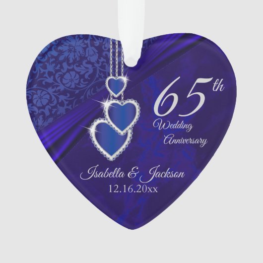 65th / 45th Sapphire Wedding Jubileum Keepslag Ornament (voorkant)