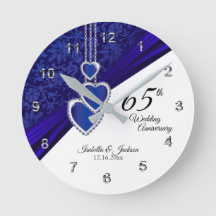 65th / 45th Sapphire Wedding Jubileum Keepslag Ronde Klok