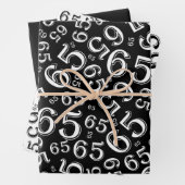 65th Birthday Black & White Number Pattern 65 Inpakpapier Vel (In situ)