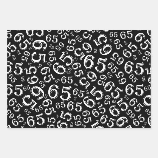 65th Birthday Black & White Number Pattern 65 Inpakpapier Vel (Voorkant)