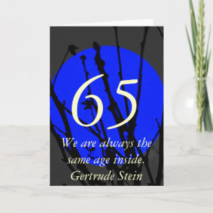 65th Birthday Blue and Black Quote Kaart