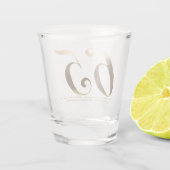 65th Birthday Blue Sapphire bruiloft Jubileum Shot Glas (Achterkant)