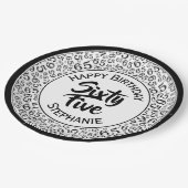 65th Birthday Cool Number Pattern Black and White Papieren Bordje (Gekanteld)