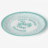 65th Birthday Cool Number Pattern Blauwgroen/White Papieren Bordje (Gekanteld)