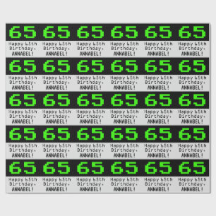 65th Birthday - Nerdy / Geeky Style "65" en naam Cadeaupapier