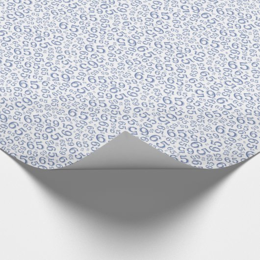 65th Birthday Number Pattern 65 Blue and White Cadeaupapier (Hoek)