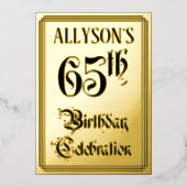 65th Birthday Party — Elegant Script + aangepaste  Folie Uitnodiging (Voorkant)