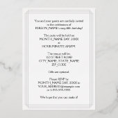 65th Birthday Party — Fancy script & aangepaste na Folie Uitnodiging (Achterkant)