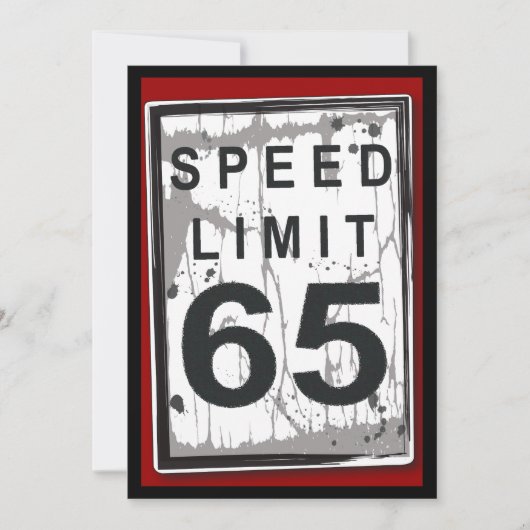 65th Birthday Party Grungy Speed Limit Sign Kaart (Voorkant)