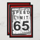 65th Birthday Party Grungy Speed Limit Sign Kaart (Voorkant / Achterkant)