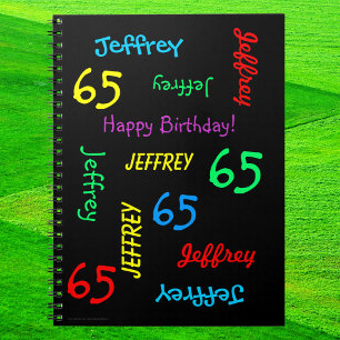 65th Birthday Party Guest Book, Repat Name Black Notitieboek