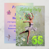 65th Birthday party invitation Kaart (Voorkant / Achterkant)