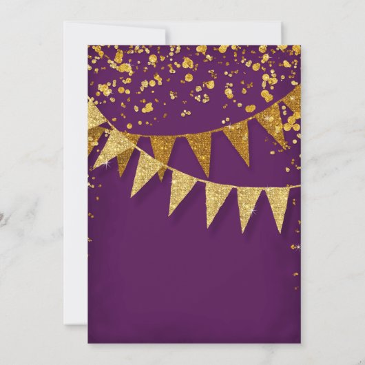 65th Birthday Party Pennant Banner Confetti Kaart (Achterkant)