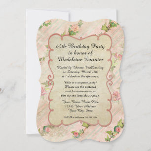 65th Birthday Party Scroll Lijst met Rozen Kaart