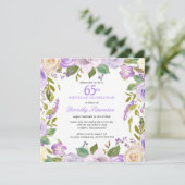 65th Birthday Pretty Purple Floral Invitation (Debout devant)