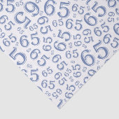 65th Birthday Random Number Pattern Blue/White Tissuepapier (Detail)