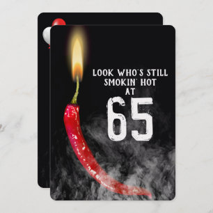 65th Birthday Red Hot Pepper Candle Kaart
