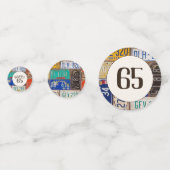 65th Birthday Retro Licence Borden Confetti (Voorkanten)
