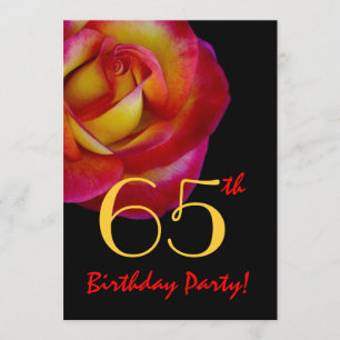 65th Birthday Sjabloon - Red and Yellow Rose Kaart