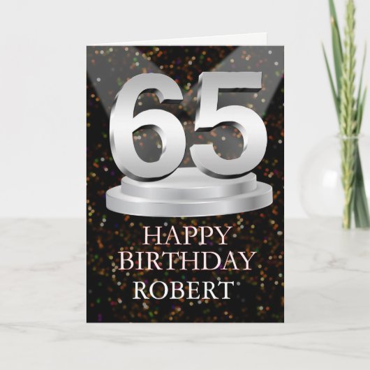 65th Birthday Spotlights Voeg een naam toe Kaart (Voorkant)