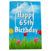 65th Birthday Tulips Medium Gift Bag Medium Cadeauzakje (Voorkant)