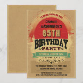 65th Birthday Typography Grunge Kaart (Voorkant / Achterkant)