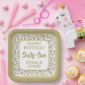 65th Party Random Number Pattern Gold/White Papieren Bordje (Feest)