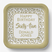 65th Party Random Number Pattern Gold/White Papieren Bordje (Voorkant)