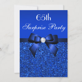65th Surprise Party Royal Blue Sequins en boog Kaart