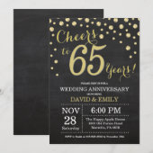 65th Wedding Jubileum Chalkboard Black en Gold Kaart (Voorkant / Achterkant)