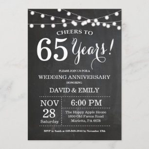 65th Wedding Jubileum Invitation Chalkboard Kaart