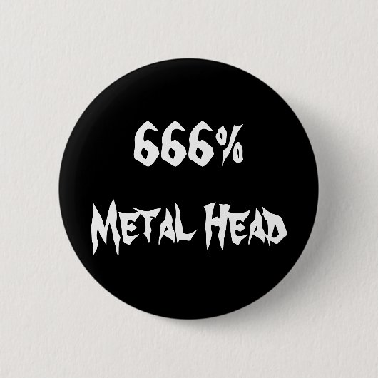 666%Metaal hoofd Ronde Button 5,7 Cm (Voorkant)
