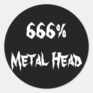 666%Metaal hoofd Ronde Sticker