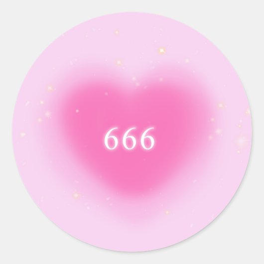 666 Moderne roze hartesthetische angel-nummer Ronde Sticker (Voorkant)