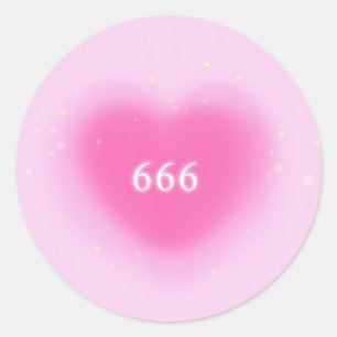 666 Moderne roze hartesthetische angel-nummer Ronde Sticker