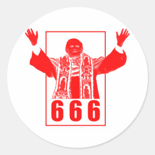 666 paus ronde sticker