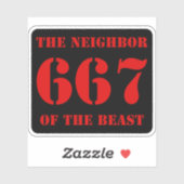 667 De buurman van het beest (rood op zwart) Sticker (Vel)
