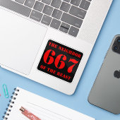 667 De buurman van het beest (rood op zwart) Sticker (Laptop met iPhone)