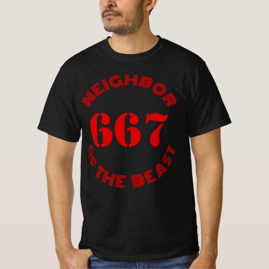 667 De buurman van het beest - v2 (rood) T-shirt (Voorkant)