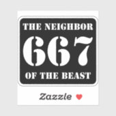 667 De buurman van het beest (wit op zwart) Sticker (Vel)