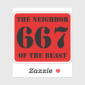 667 De buurman van het beest (zwart op rood) Sticker (Vel)