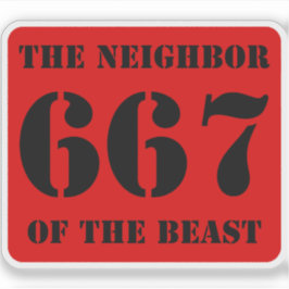 667 De buurman van het beest (zwart op rood) Sticker