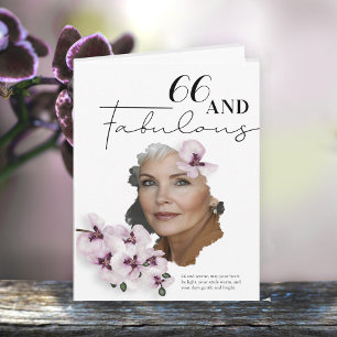 66 & Fabulous Orchide Foto Verjaardagskaart Kaart