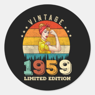 66 jaar oude Bday 1959 Vintage 66e Verjaardag Vrou Ronde Sticker